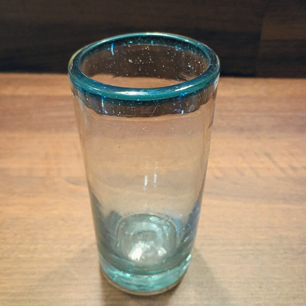 Mexican blown glass tall drinking glass